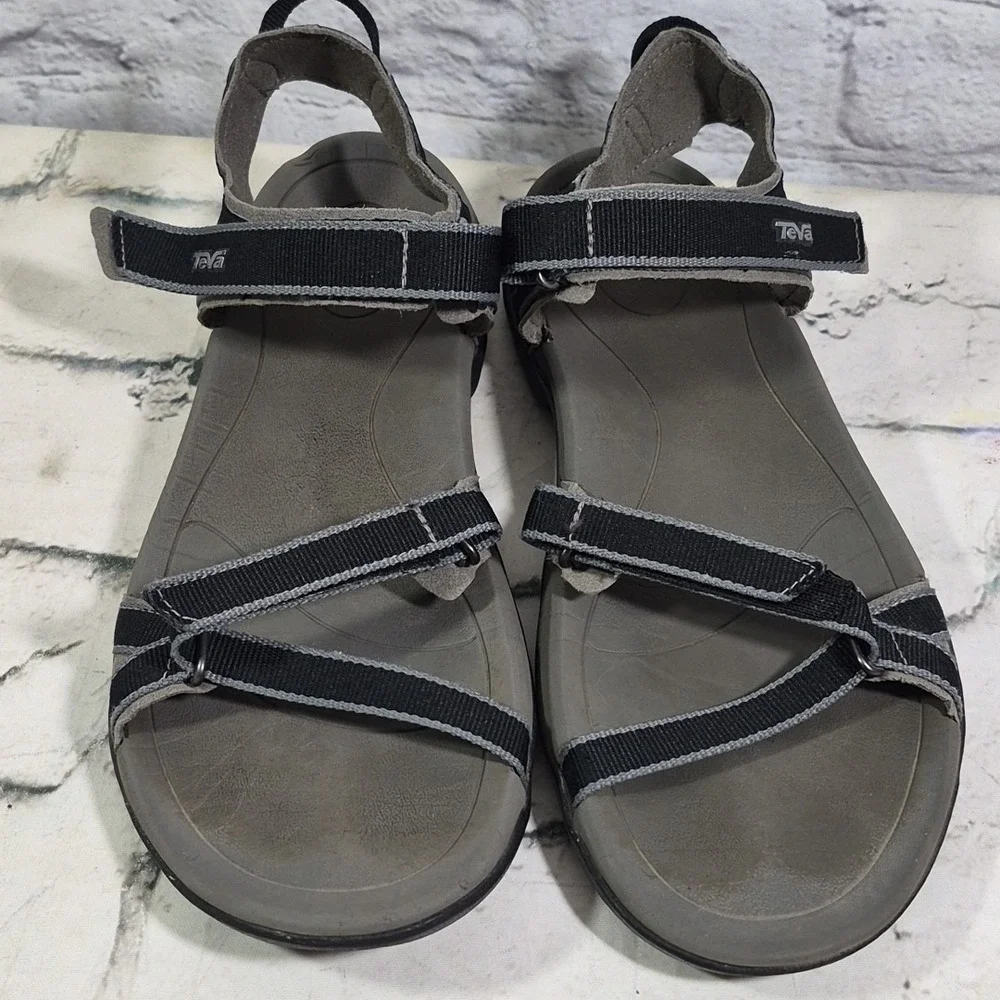 Teva Sandals Womens 9 Verra Sporty Hiking Slingback 1006263 Black Gray Fabric